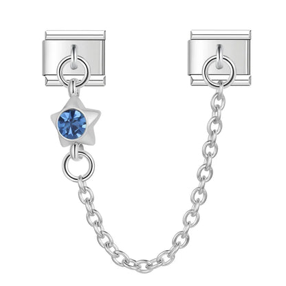 Colourful Gemstone Safety Chain Links — Red, Pink, Blue & CZ Stone Italian Charm Chains