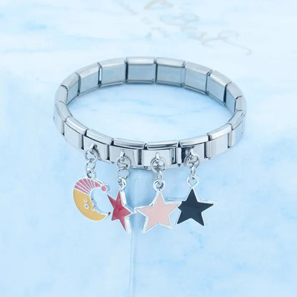 Colourful Glaze Moon & Star Dangle Charms