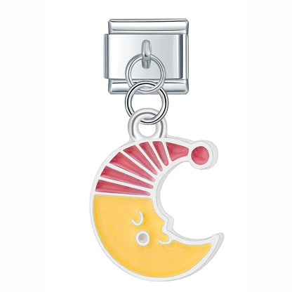 Colourful Glaze Moon & Star Dangle Charms