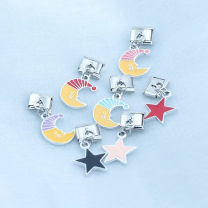 Colourful Glaze Moon & Star Dangle Charms