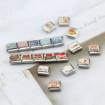 Family, Slogan & Animal Italian Charms — Aunt, Dad, Grandma, Unicorn & Elephant