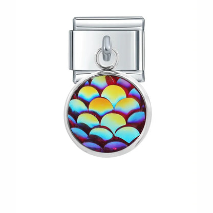 The Mermaid Scale & Textured Druzy Heart Dangle Charm