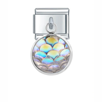 The Mermaid Scale & Textured Druzy Heart Dangle Charm