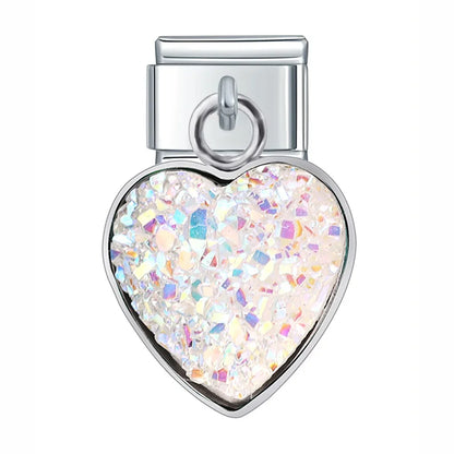 The Mermaid Scale & Textured Druzy Heart Dangle Charm