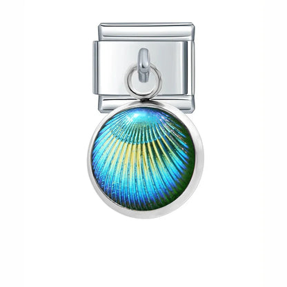 The Mermaid Scale & Textured Druzy Heart Dangle Charm