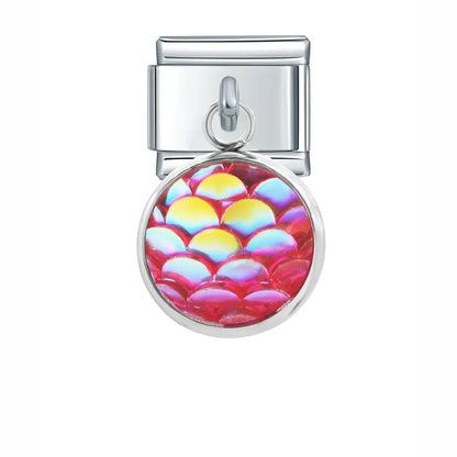 The Mermaid Scale & Textured Druzy Heart Dangle Charm
