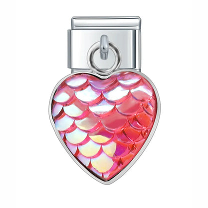The Mermaid Scale & Textured Druzy Heart Dangle Charm