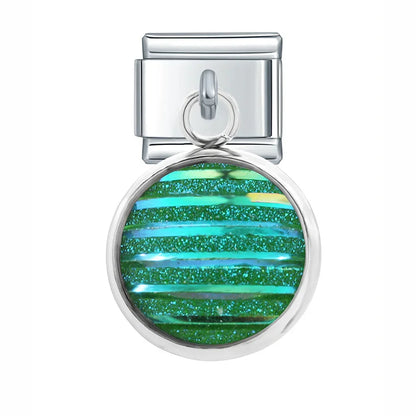 The Mermaid Scale & Textured Druzy Heart Dangle Charm