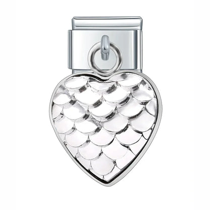 The Mermaid Scale & Textured Druzy Heart Dangle Charm
