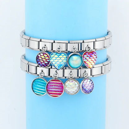The Mermaid Scale & Textured Druzy Heart Dangle Charm