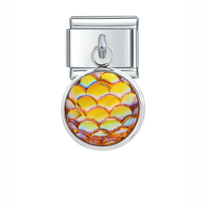 The Mermaid Scale & Textured Druzy Heart Dangle Charm