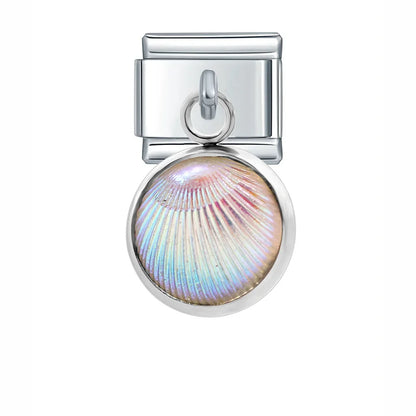 The Mermaid Scale & Textured Druzy Heart Dangle Charm