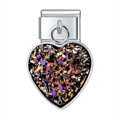 The Mermaid Scale & Textured Druzy Heart Dangle Charm