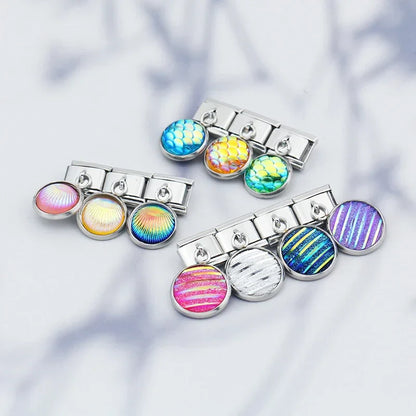 The Mermaid Scale & Textured Druzy Heart Dangle Charm