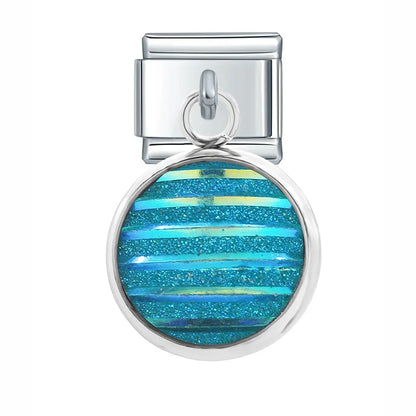 The Mermaid Scale & Textured Druzy Heart Dangle Charm