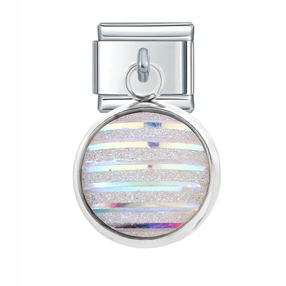 The Mermaid Scale & Textured Druzy Heart Dangle Charm