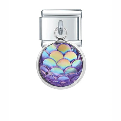The Mermaid Scale & Textured Druzy Heart Dangle Charm