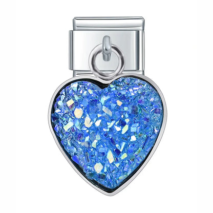The Mermaid Scale & Textured Druzy Heart Dangle Charm