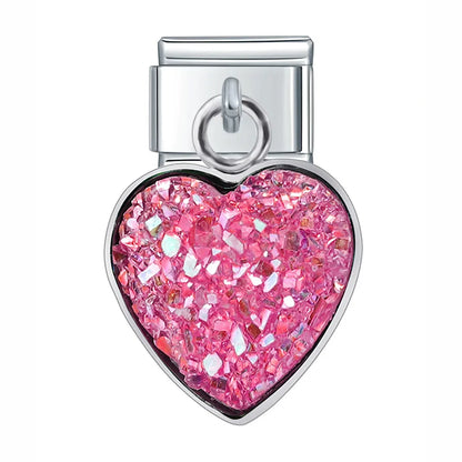 The Mermaid Scale & Textured Druzy Heart Dangle Charm