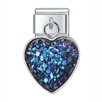The Mermaid Scale & Textured Druzy Heart Dangle Charm