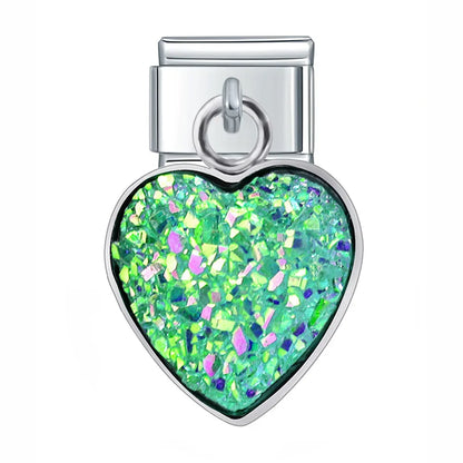 The Mermaid Scale & Textured Druzy Heart Dangle Charm