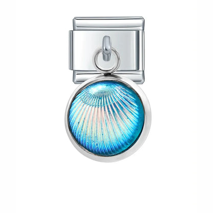 The Mermaid Scale & Textured Druzy Heart Dangle Charm