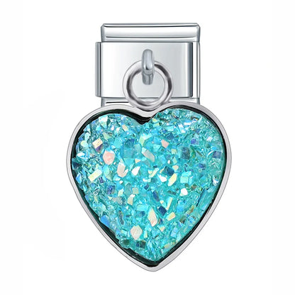 The Mermaid Scale & Textured Druzy Heart Dangle Charm