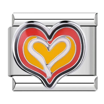 Colourful Hearts & Stars Italian Charms — Rainbow, Glitter & Enamel Bracelet Links