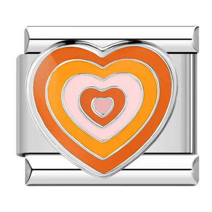 Colourful Hearts & Stars Italian Charms — Rainbow, Glitter & Enamel Bracelet Links