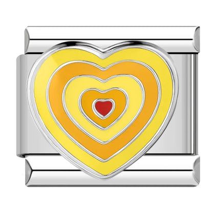 Colourful Hearts & Stars Italian Charms — Rainbow, Glitter & Enamel Bracelet Links