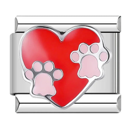 Colourful Hearts & Stars Italian Charms — Rainbow, Glitter & Enamel Bracelet Links