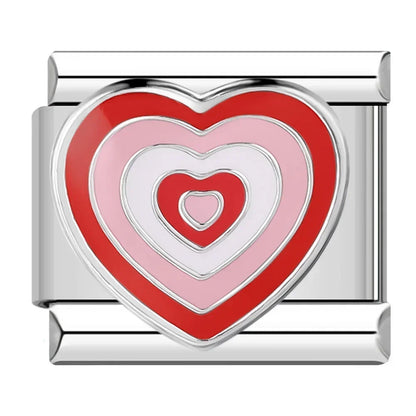 Colourful Hearts & Stars Italian Charms — Rainbow, Glitter & Enamel Bracelet Links