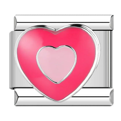 Colourful Hearts & Stars Italian Charms — Rainbow, Glitter & Enamel Bracelet Links