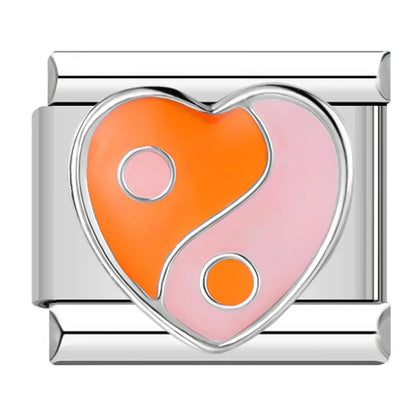 Colourful Hearts & Stars Italian Charms — Rainbow, Glitter & Enamel Bracelet Links