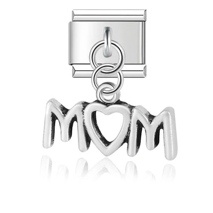 Daisy Mom Star Heart Rhinestone Silver Dangle Charm for Bracelets
