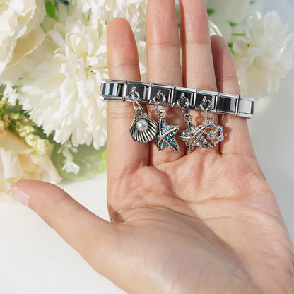 Daisy Mom Star Heart Rhinestone Silver Dangle Charm for Bracelets