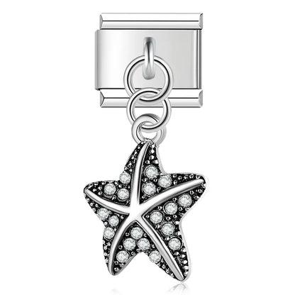 Daisy Mom Star Heart Rhinestone Silver Dangle Charm for Bracelets