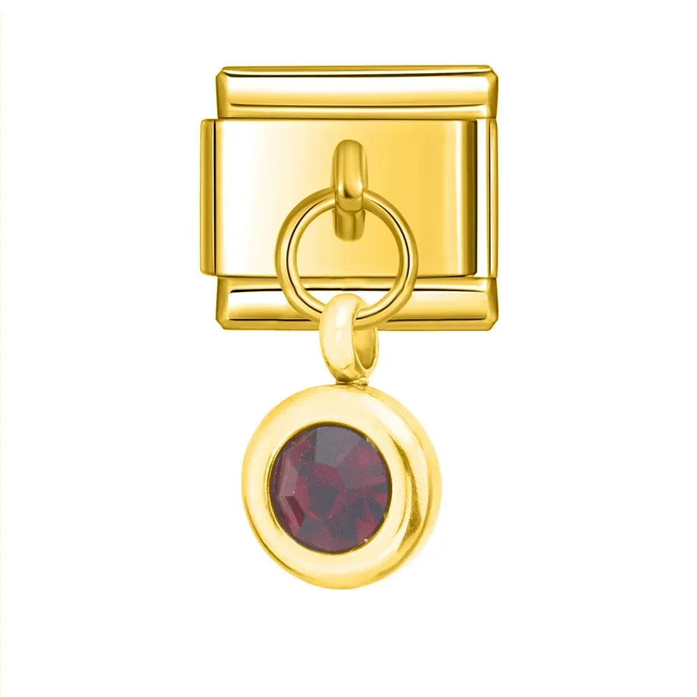 New Gold 12 Month Birthday Colour Dazzling CZ Links DJ475