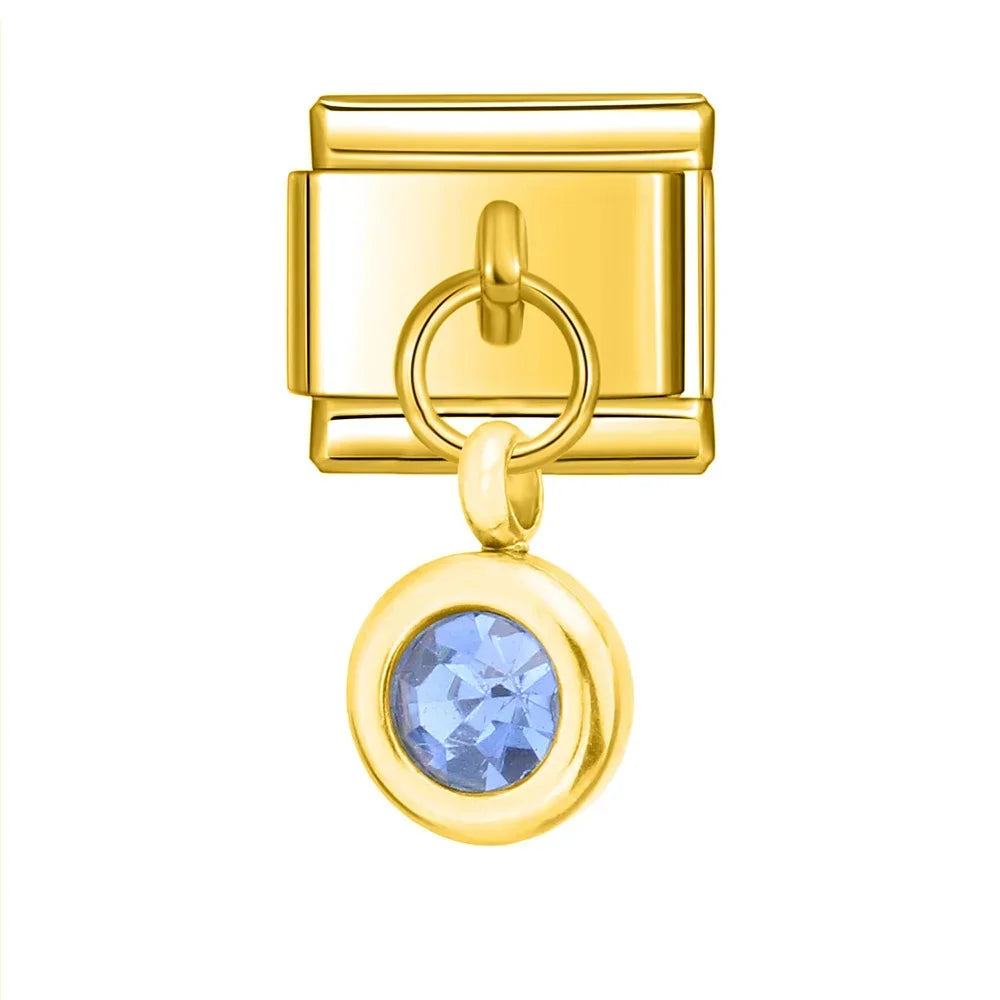 New Gold 12 Month Birthday Colour Dazzling CZ Links DJ475