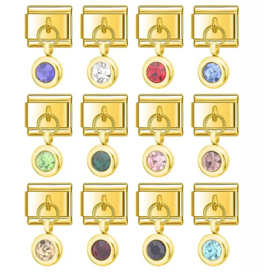 New Gold 12 Month Birthday Colour Dazzling CZ Links DJ475