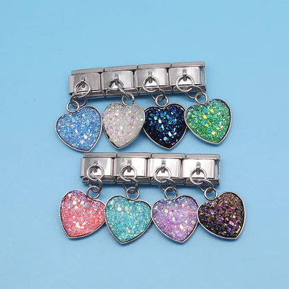 Druzy Crystal Heart Dangle Charms