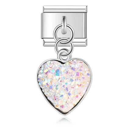 Druzy Crystal Heart Dangle Charms
