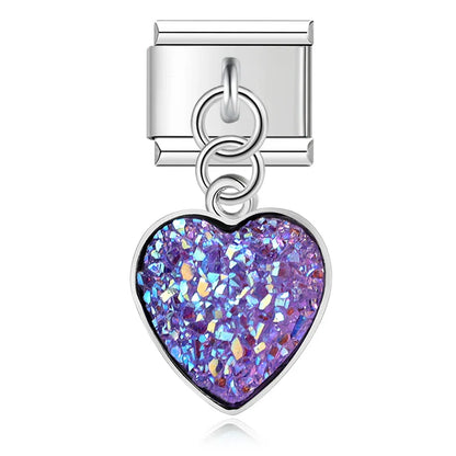 Druzy Crystal Heart Dangle Charms