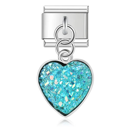 Druzy Crystal Heart Dangle Charms