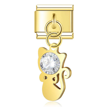 Sweet Cat & Owl Dangle Charms in Silver & Gold