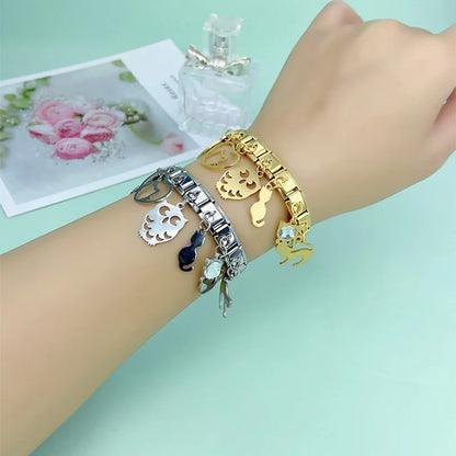 Sweet Cat & Owl Dangle Charms in Silver & Gold