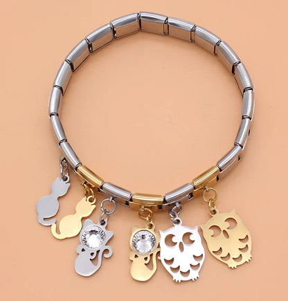 Sweet Cat & Owl Dangle Charms in Silver & Gold