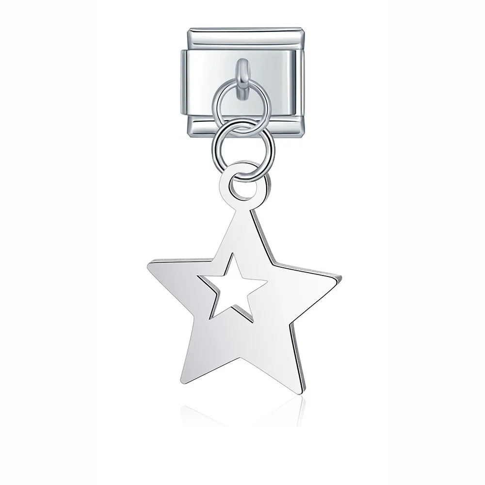 Silver symbols dangle italian charms