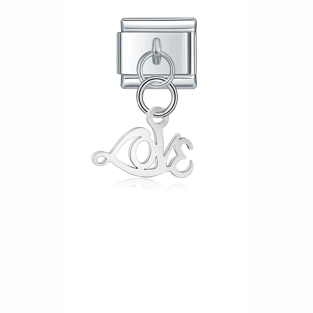 Silver symbols dangle italian charms