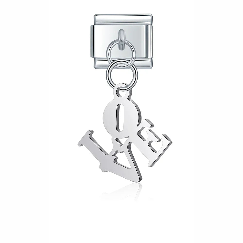 Silver symbols dangle italian charms